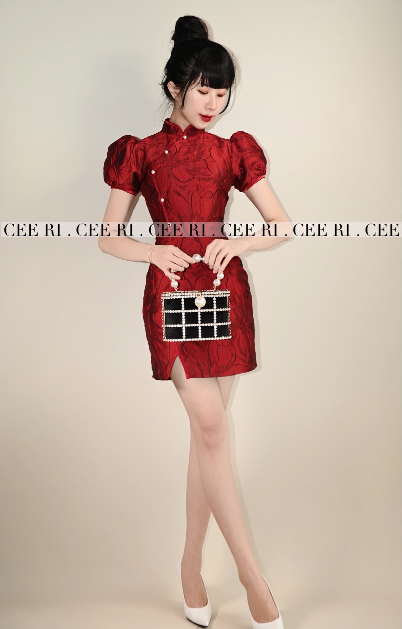( ẢNH THẬT - CEERI  ) Váy sườn xám gấm cao cấp