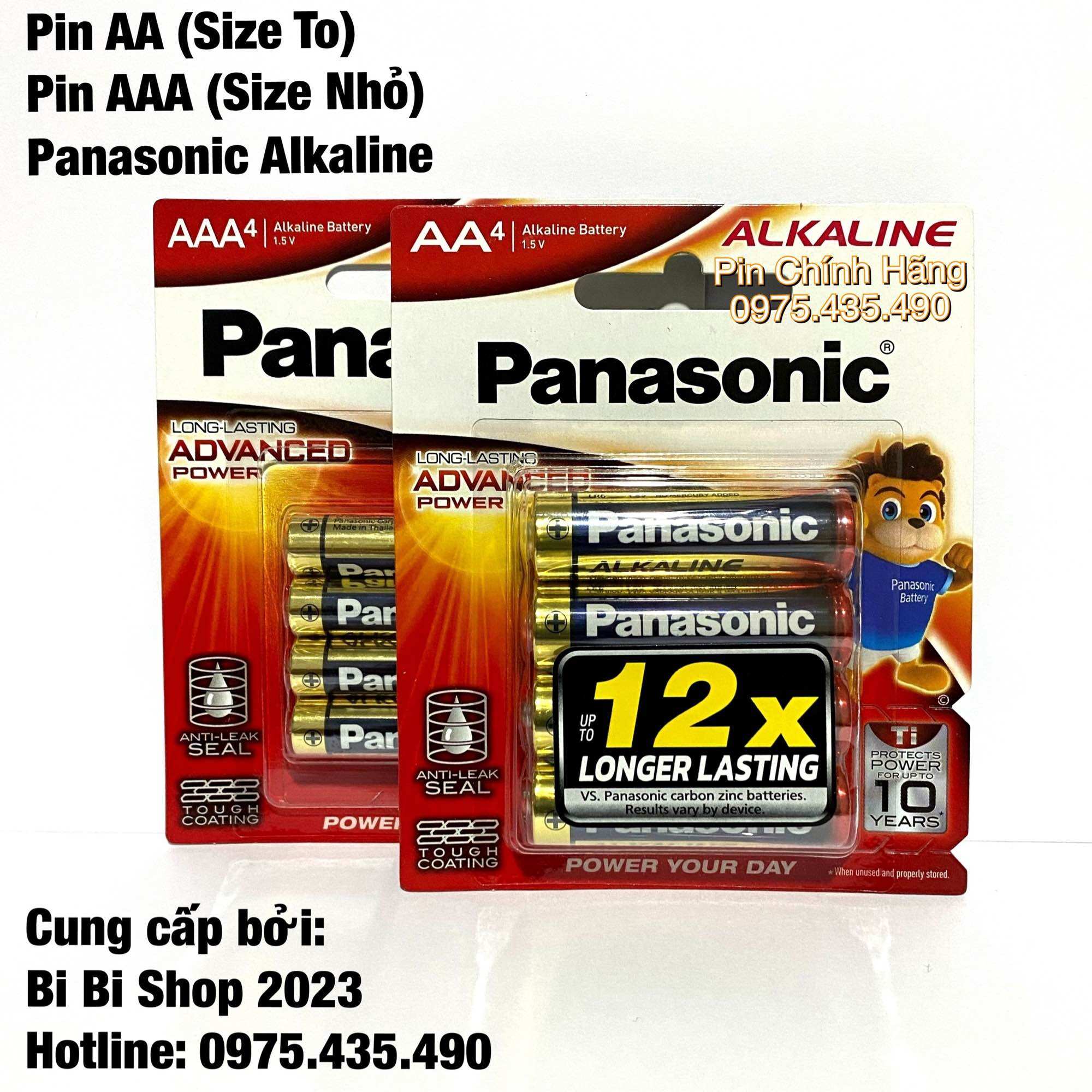 Pin aa / aaa panasonic alkaline chính hãng vỉ 4 viên - made in thailand