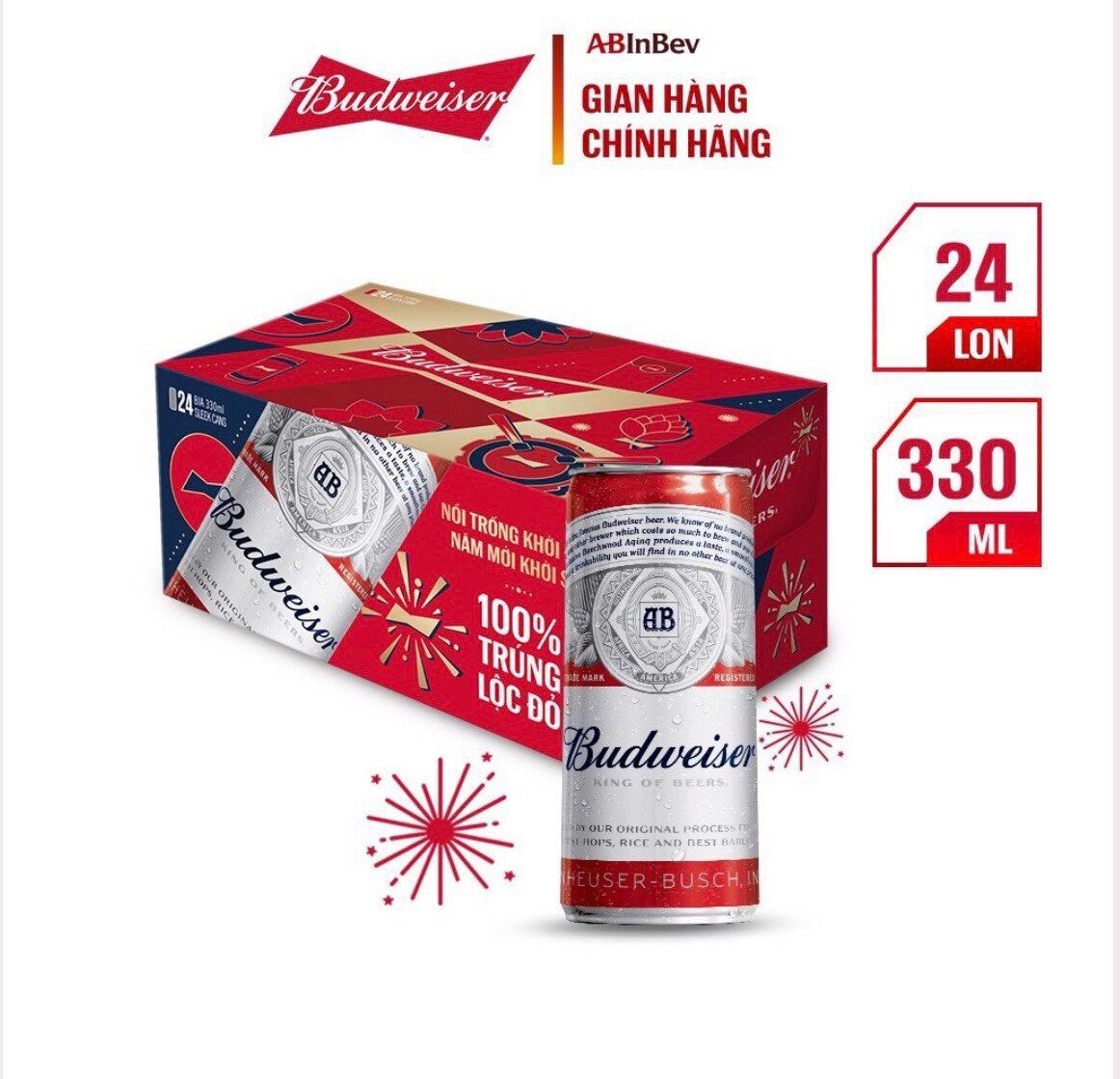 Bia budweiser thùng 24 lon 330ml