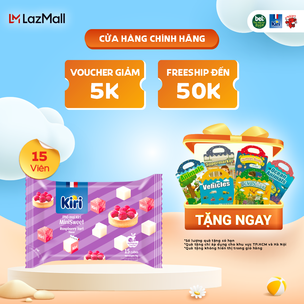 Phô Mai Kiri Vị Mâm xôi 15C 78G