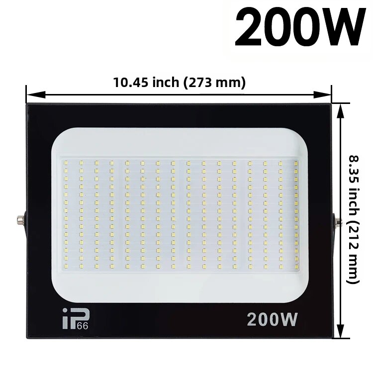 Đèn Pha LED 100W 200W IP66 Vỏ Đen Chống Nước Cho Sân Vườn Cổng Đường Phố Tường Phong Cách Hiện Đại Chiếu Sáng Ngoài Trời