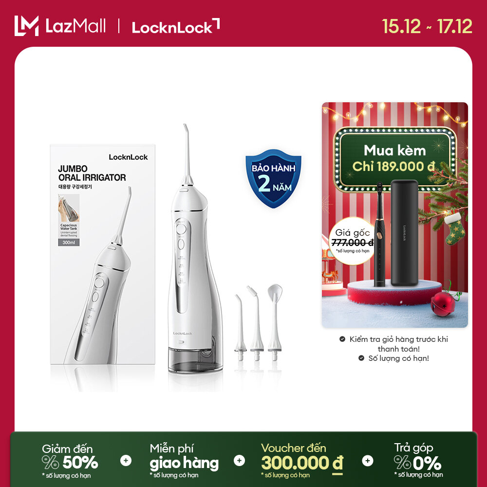  Máy tăm nước không dây Lock&Lock - 4 chế độ phun Sạc đầy dùng trong 20 ngày phù hợp răng niềng - 2 dung tích - ENR156BLU   ENR166GRY 