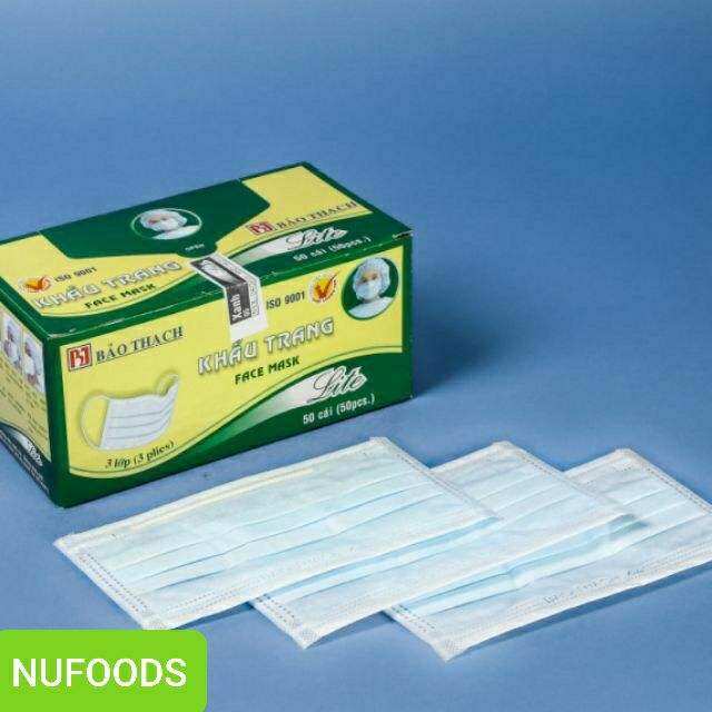 Khẩu trang y tế Bảo Thạch có lớp kháng khuẩn tốt. HỘP 50 cái.