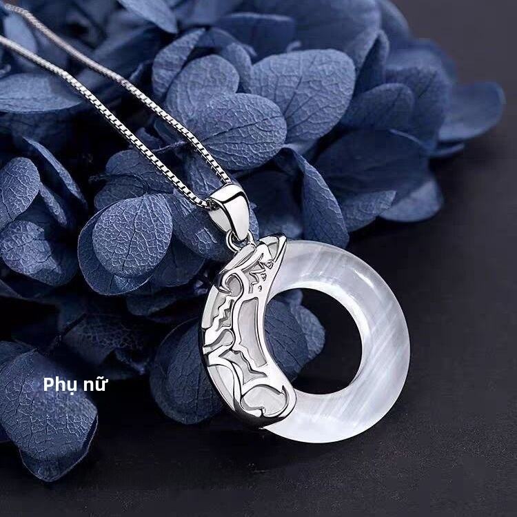 Dây Chuyền Hợp Kim Bạc Vàng Đính Pha Lê Họa Tiết Hoa Dân Tộc Dây Chuyền Bình an Cho Cặp Đôi Nam Nữ B