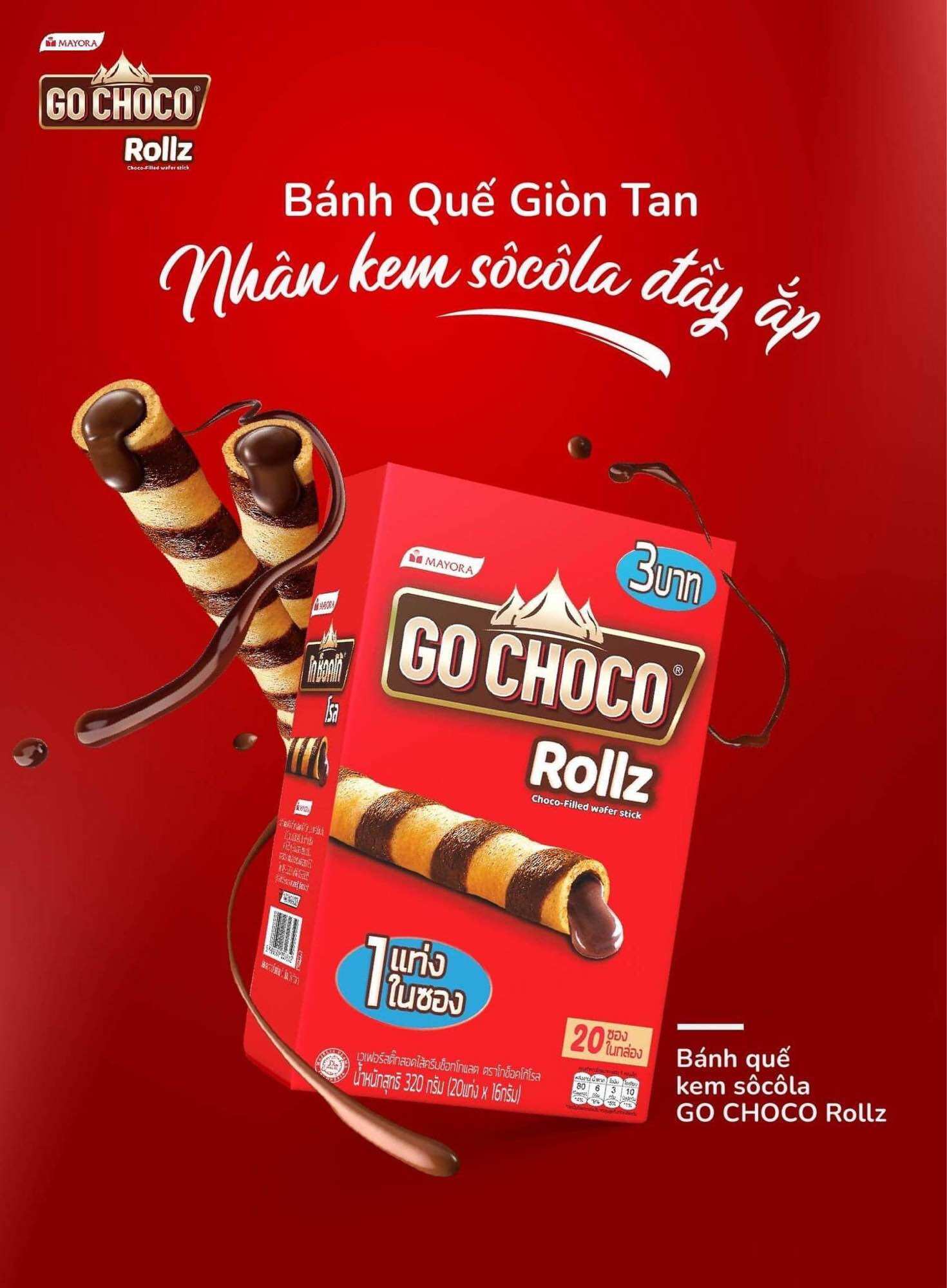 Bánh quế Socola Go Choco Rollz
