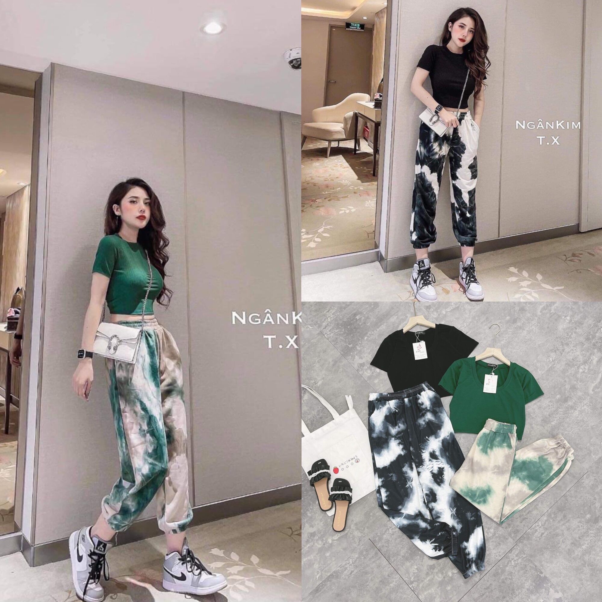 Sét bộ croptop loang thể thao cá tính 2 màu