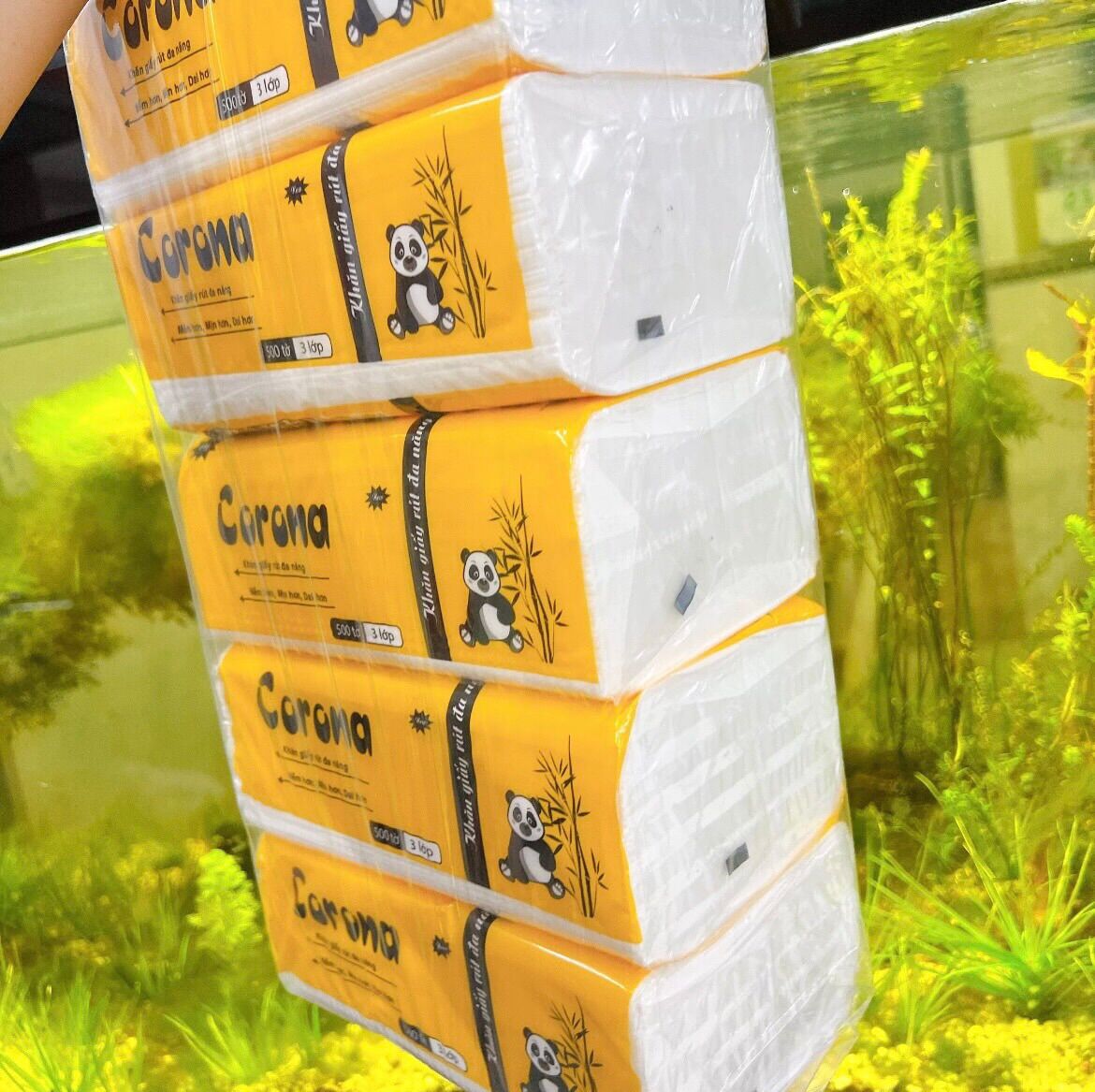 Combo 5gói khăn giấy rút lụa Corona 500tờ/gói siêu day mịn
