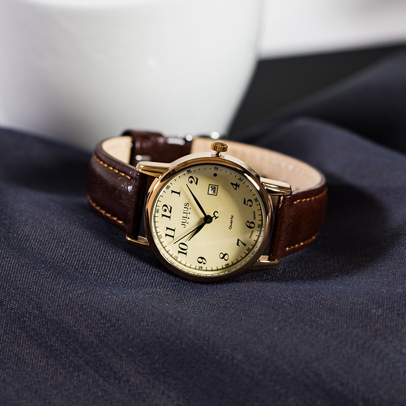 Đồng Hồ Nữ JULIUS Đồng Hồ Đeo Tay Lịch Ngày Nữ Thời Trang Đồng Hồ Nam Dây Da Thật Sành Điệu Cổ Điển Đơn Giản Cặp Đôi Nữ Sinh