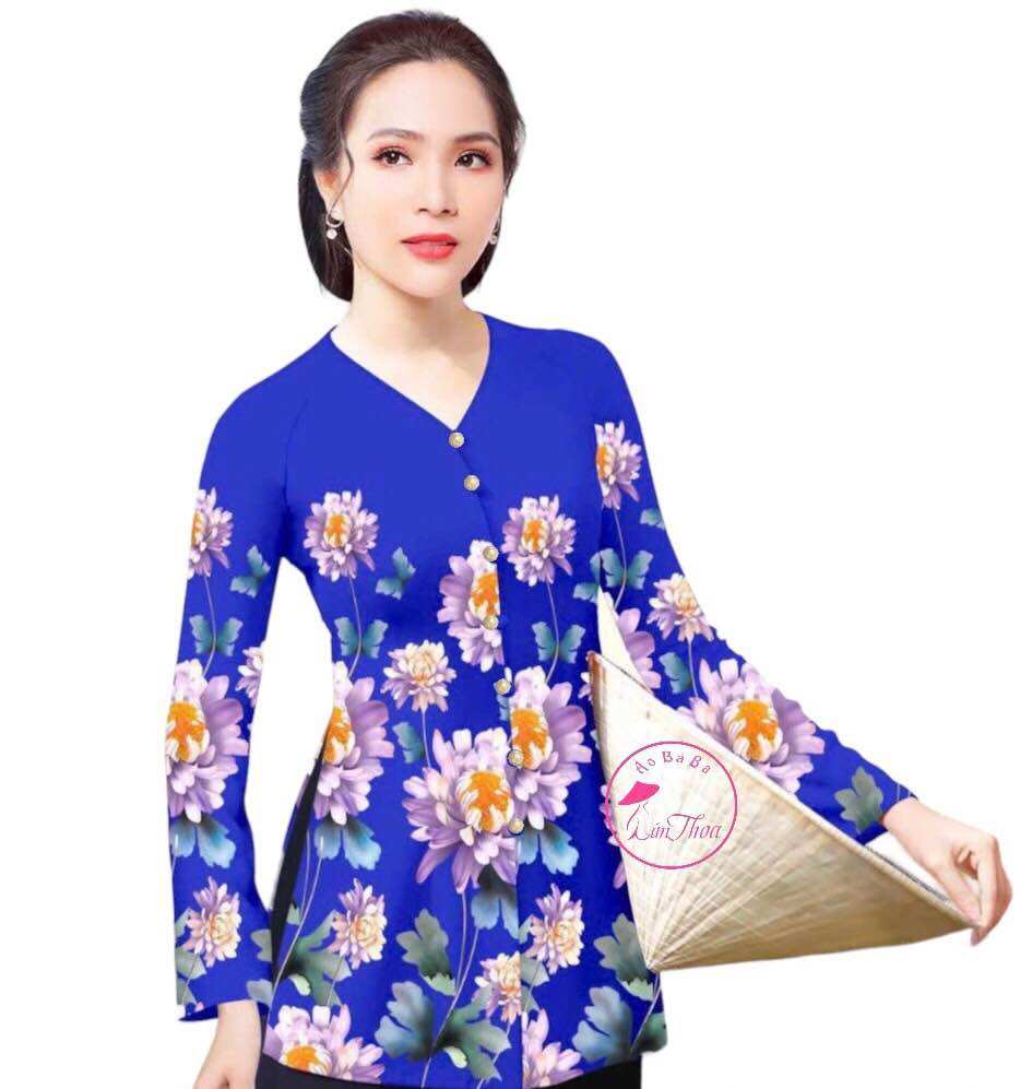 Áo bà ba nữ in hoa,bà ba thun in hoa,bà ba in 4d(áo lẻ không kèm quần)