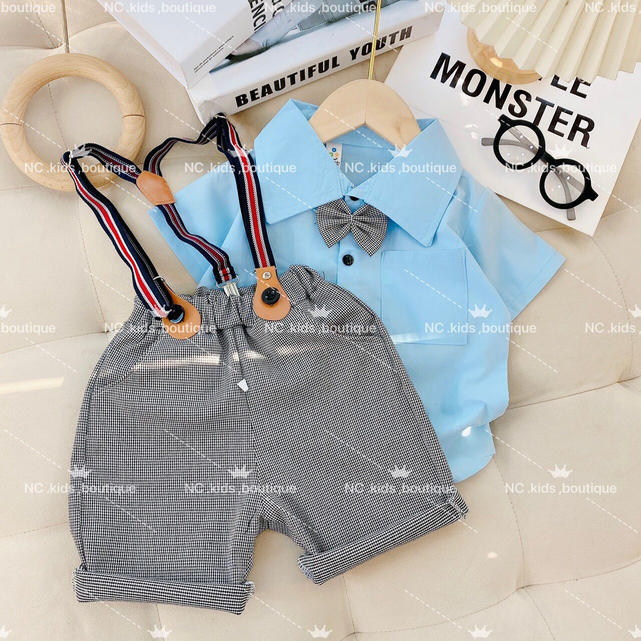 (SALE) Set công tử đính nơ bé trai