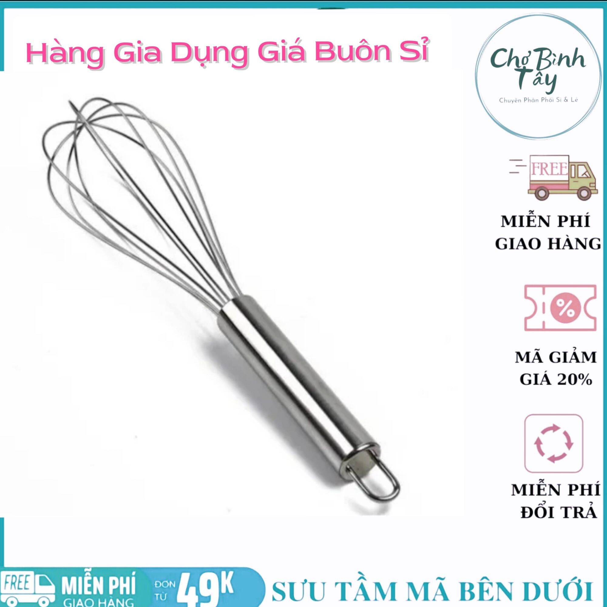 Cây đánh trứng cầm tay thép không rỉ, dụng cụ đánh trứng bền đẹp giá rẻ