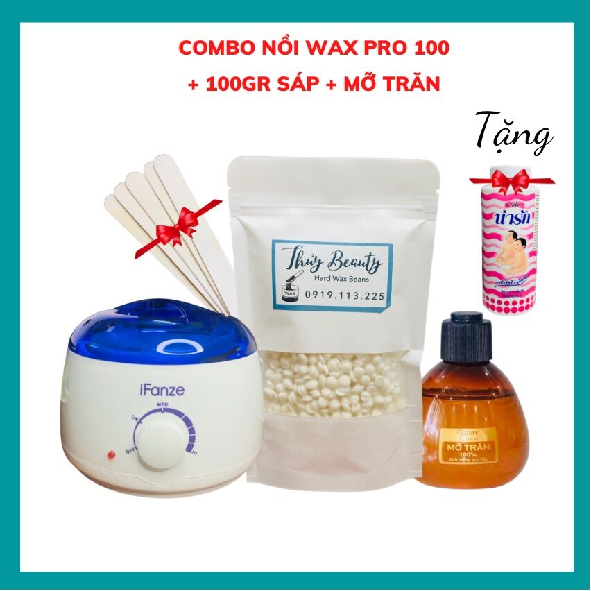 Combo Nồi Wax pro nấu sáp wax lông ⚡FREESHIP + 🎁 + QUE⚡ triệt lông toàn thân, an toàn, không đau, dễ thực hiện tại nhà