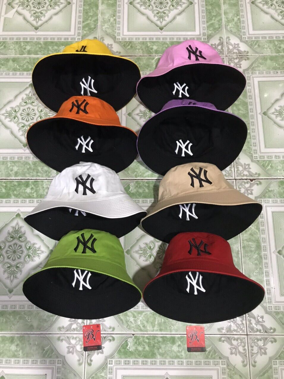 Bucket 2 mặt thêu chữ Ny nổi - nón bucket nam nữ