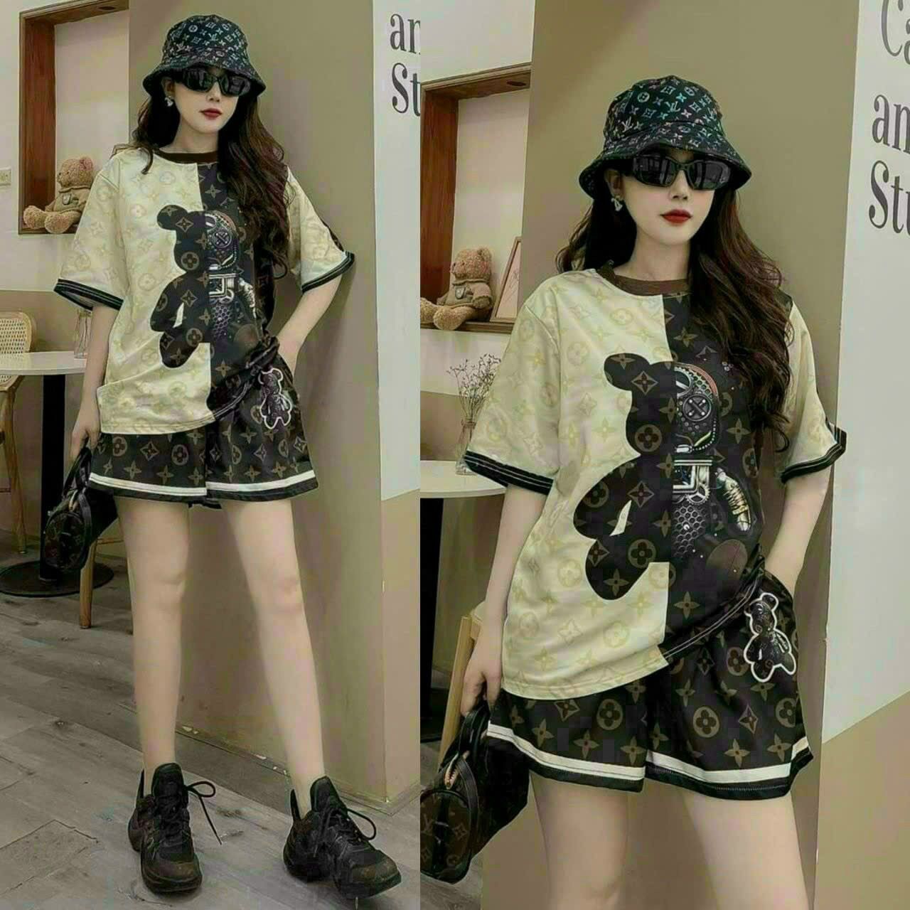 BỘ SHORT HOẠ TIẾT GẤU 3D CAO CẤP