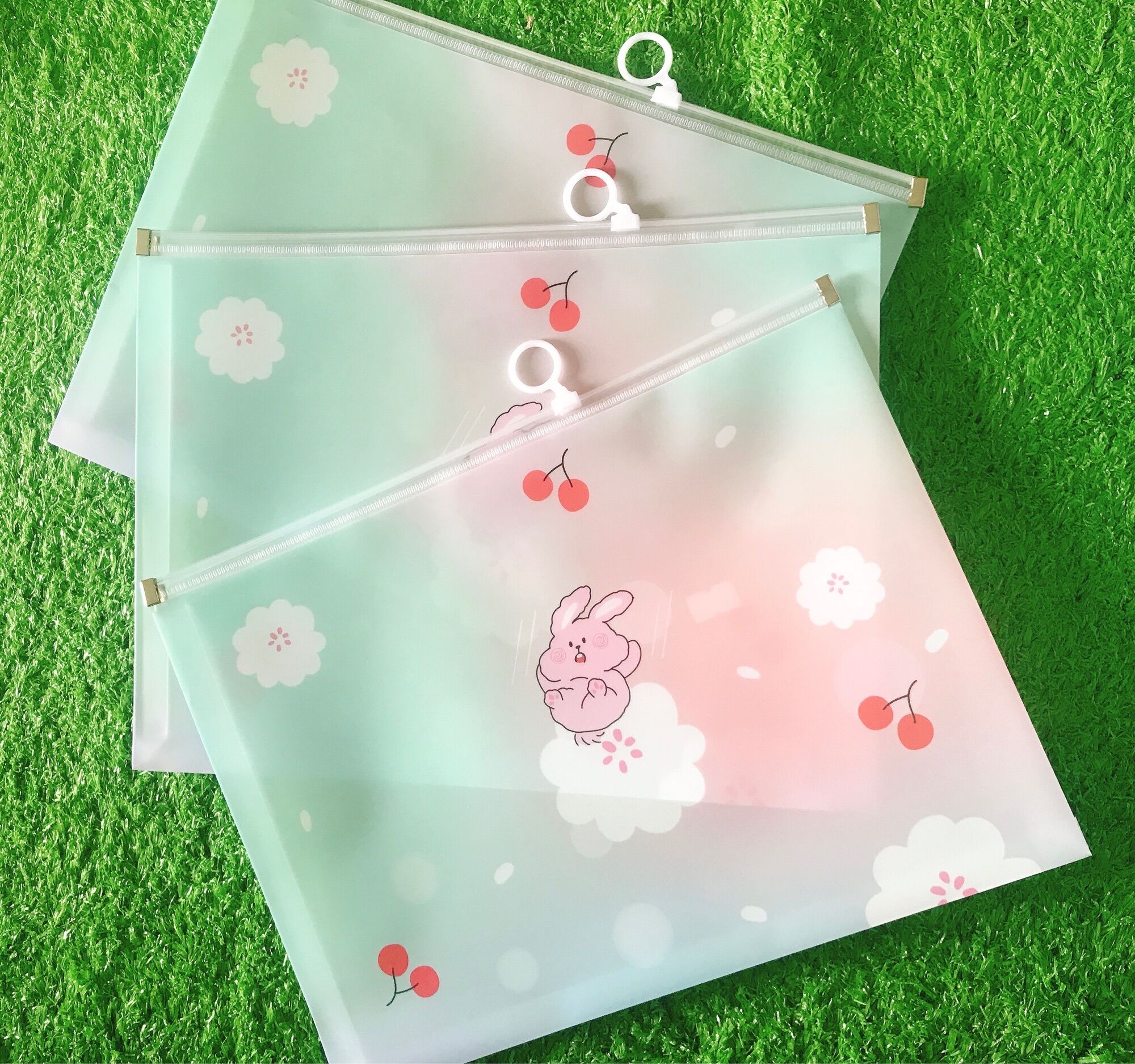 Túi Zip A4 trong suốt đựng tài liệu nhiều hình dễ thương
