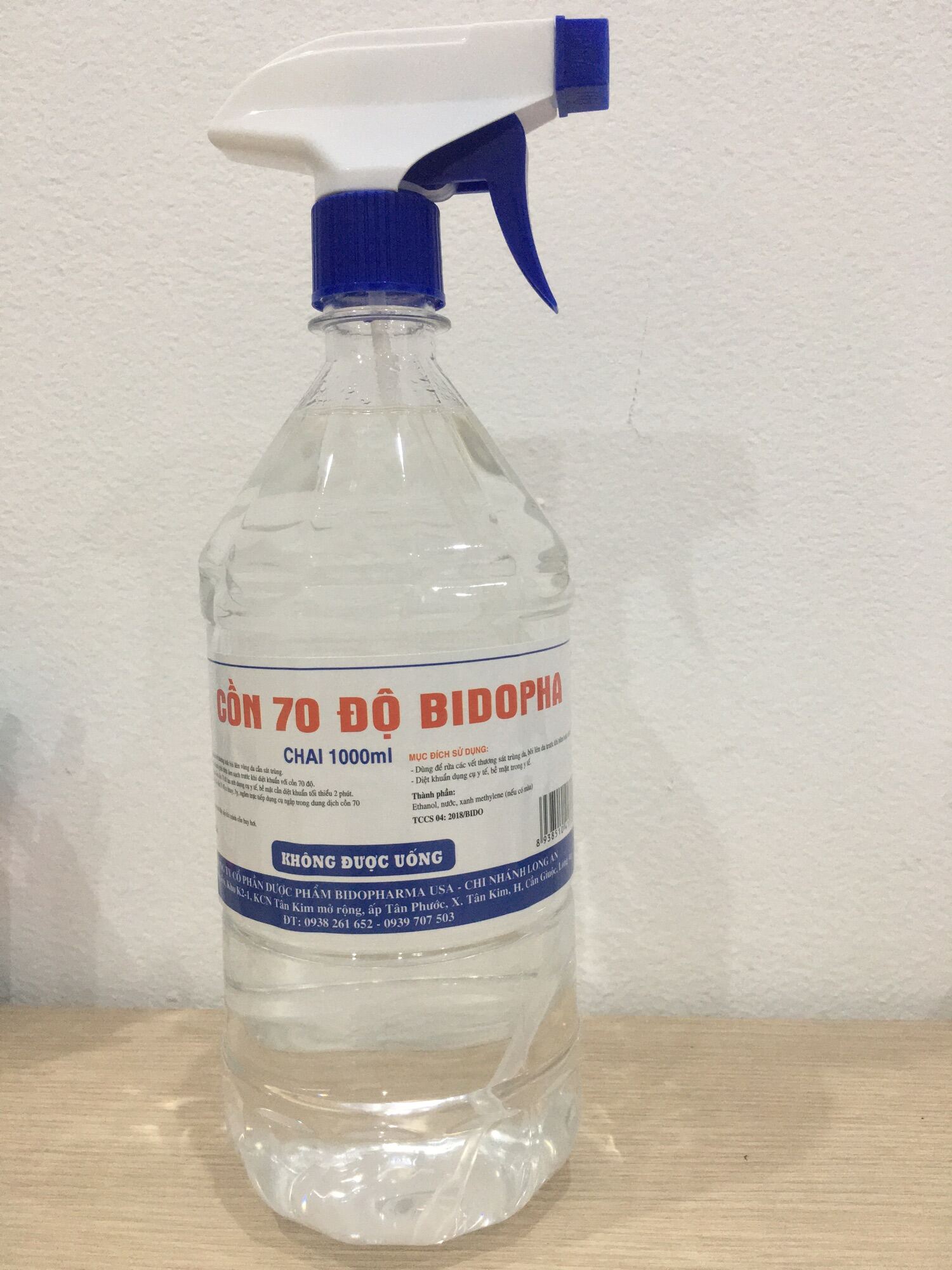 Cồn Bidopha chính hãng 1000ml (Cồn 70 độ) không mùi