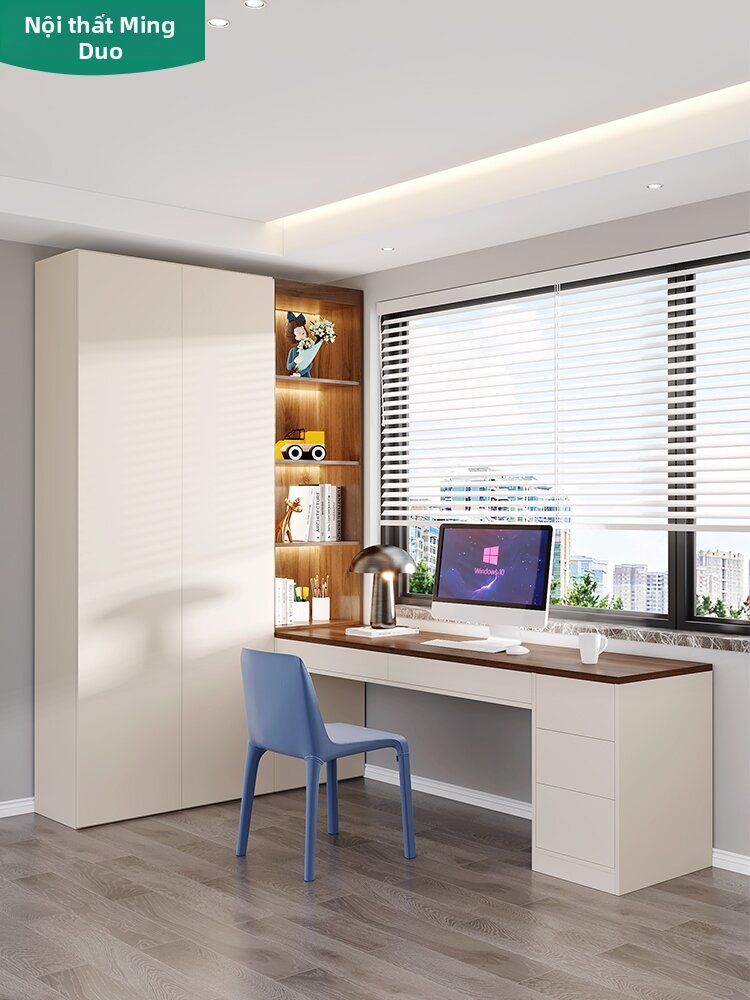 MINGDUO | Cream Style Student Desk and Bookshelf Combination Giá 32,867,000 Đồng*Miễn phí vận chuyển