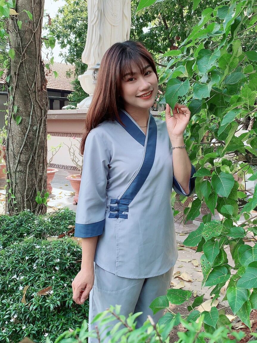 Đồ lam đi chùa - mẫu kate 3 nút