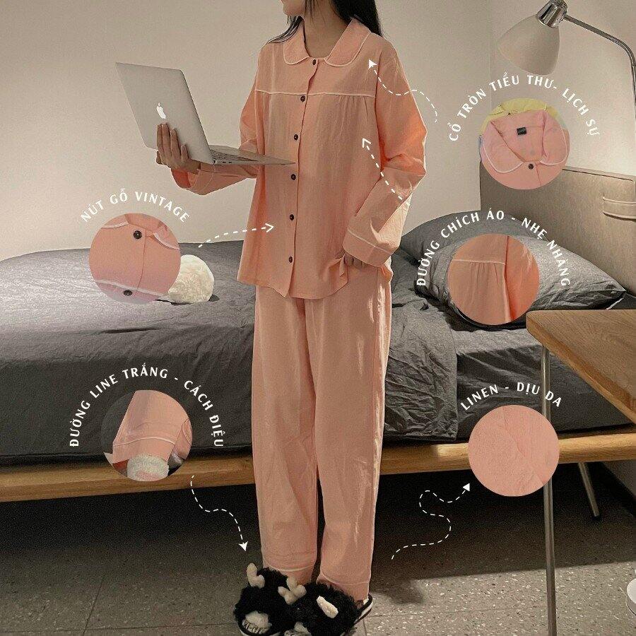 Sét bộ pyjama xốp bèo tay dài quần dài