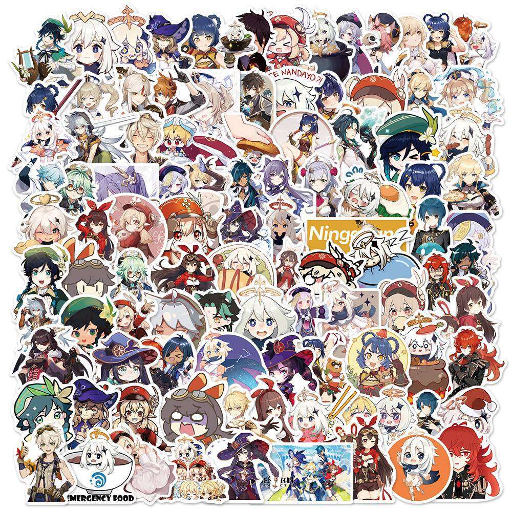 Set 50 miếng sticker hình dán chống nước genshin impact