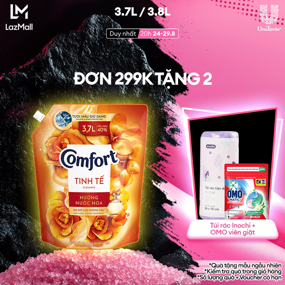 Nước Xả Vải Comfort Đậm Đặc Hương Nước Hoa Thiên Nhiên Tinh Tế Túi 3.8L
