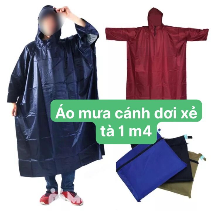 Áo mưa cánh dơi xẻ tà 1m4 vải dù cao cấp