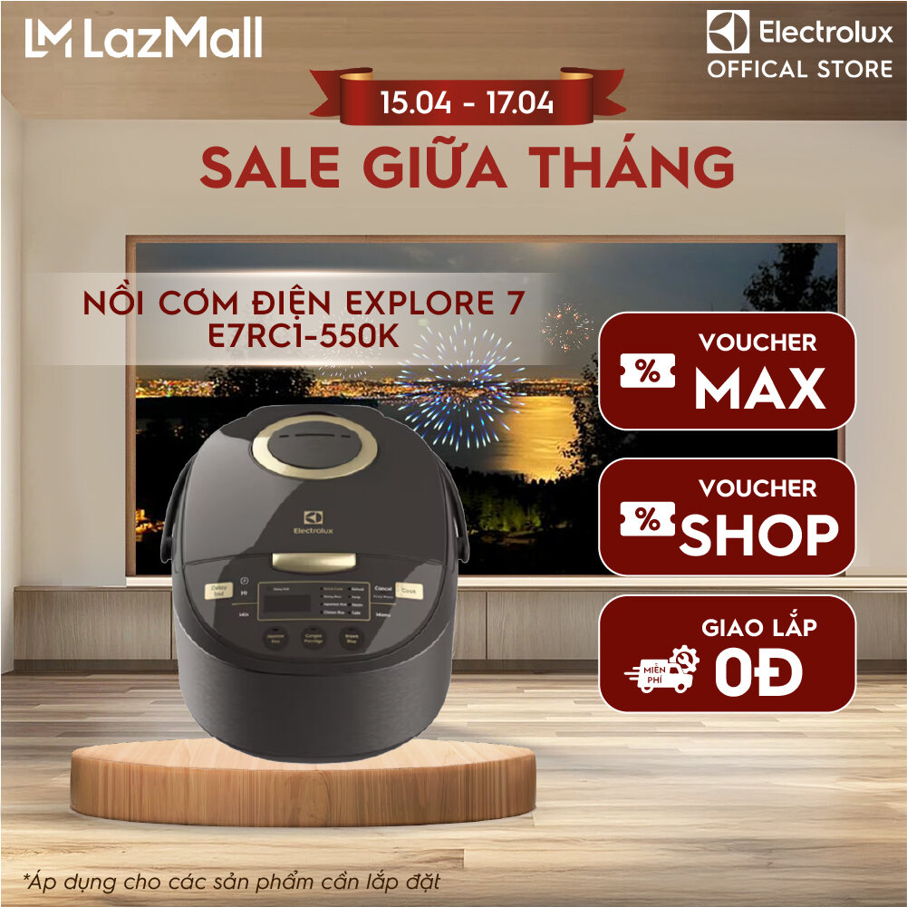 Nồi cơm điện Electrolux 1L  E7RC1-550K - Màu đen - Nhiều chương trình nấu đa dạng -  Bảo hành 2 năm toàn quốc