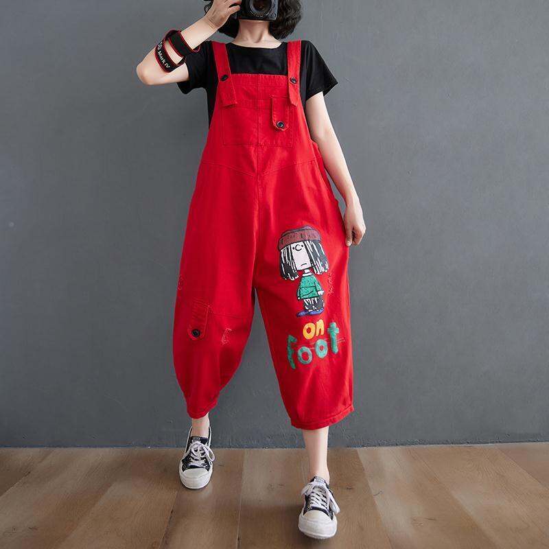Quần Bò Cạp Cao Thoải Mái Rách Lỗ TVG In Hoạt Hình Thời Trang Quần Hoa Tây Rộng Rãi Lưng Cỡ Lớn Xuân Hè 2022