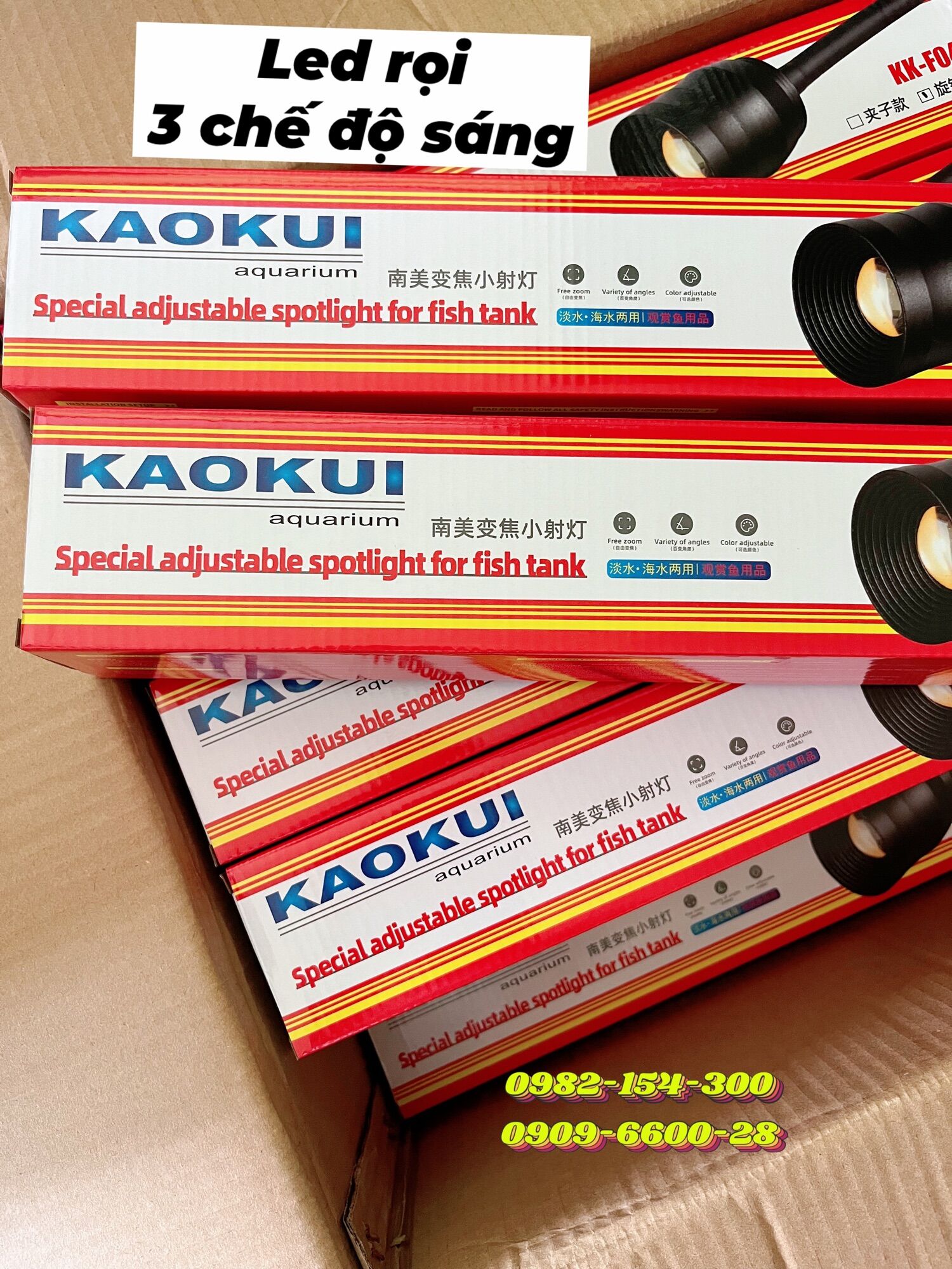 Đèn led rọi thủy sinh biotop kk-04 đổi màu 3 chế độ kẹp thành hồ cá 10w