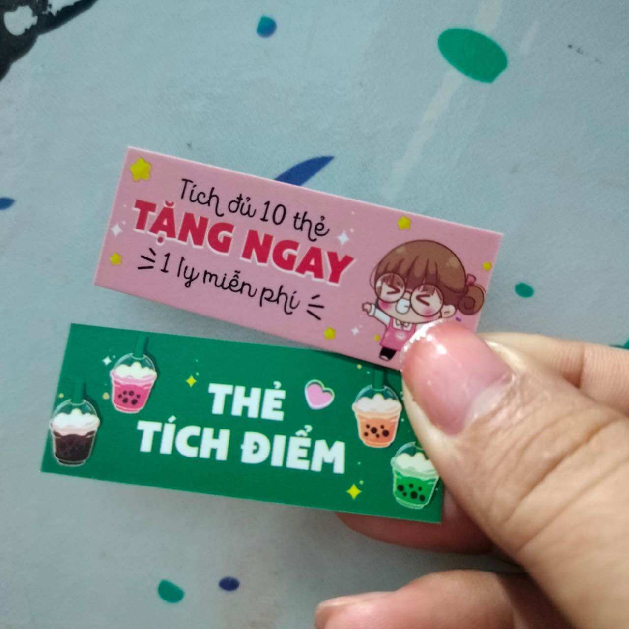 100 thẻ giấy tích điểm trà sữa 2x5.4cm