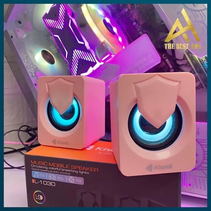 Loa Vi Tính Kisonli 2.0 L-1030 (Hồng) Nhỏ Gọn