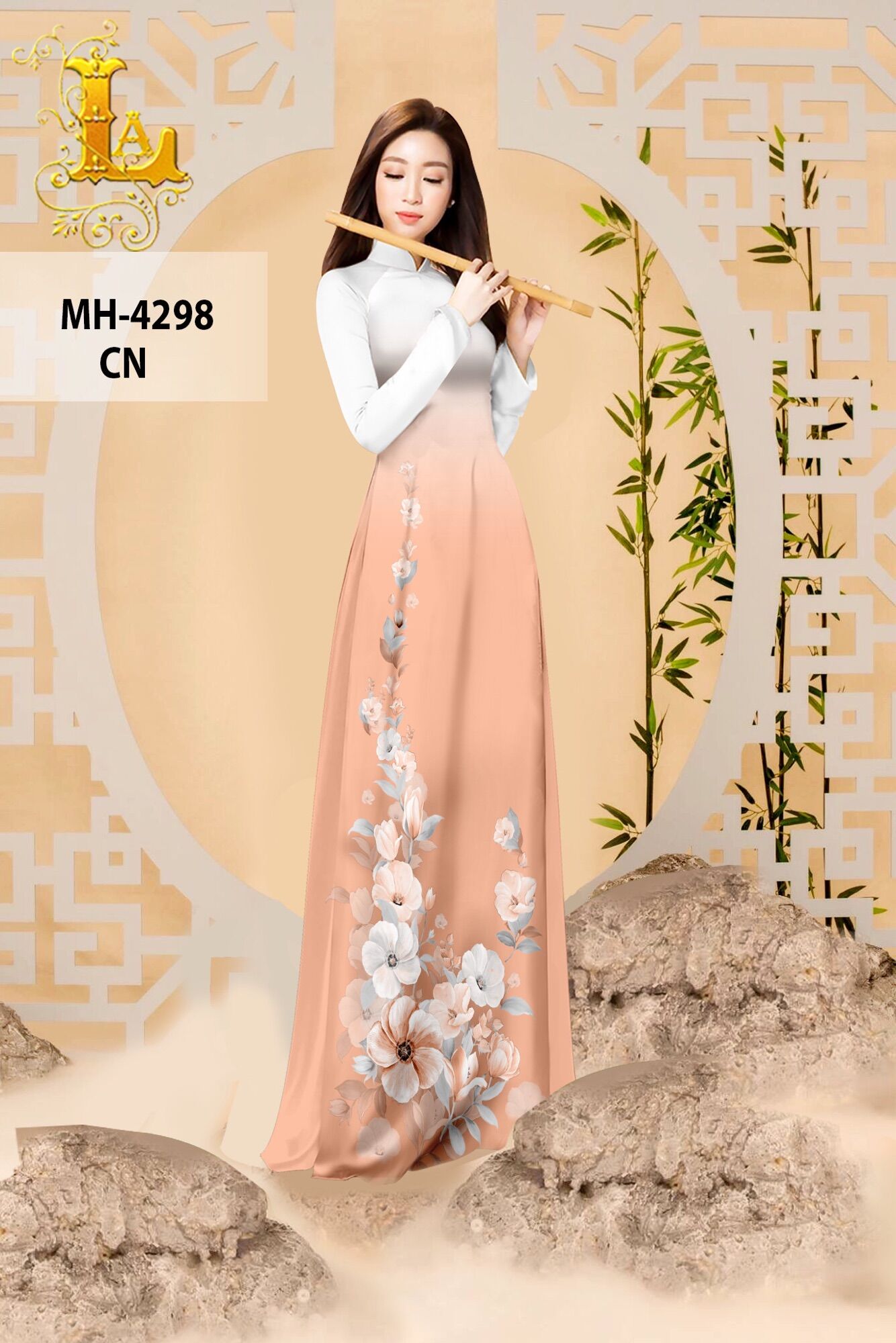 Vải áo dài in hoa 3D