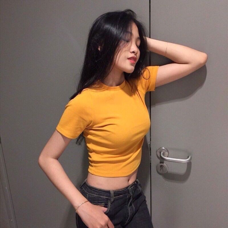 ÁO THUN XỊN  FOREVER 21 CROPTOP TRƠN BASIC ÔM BODY