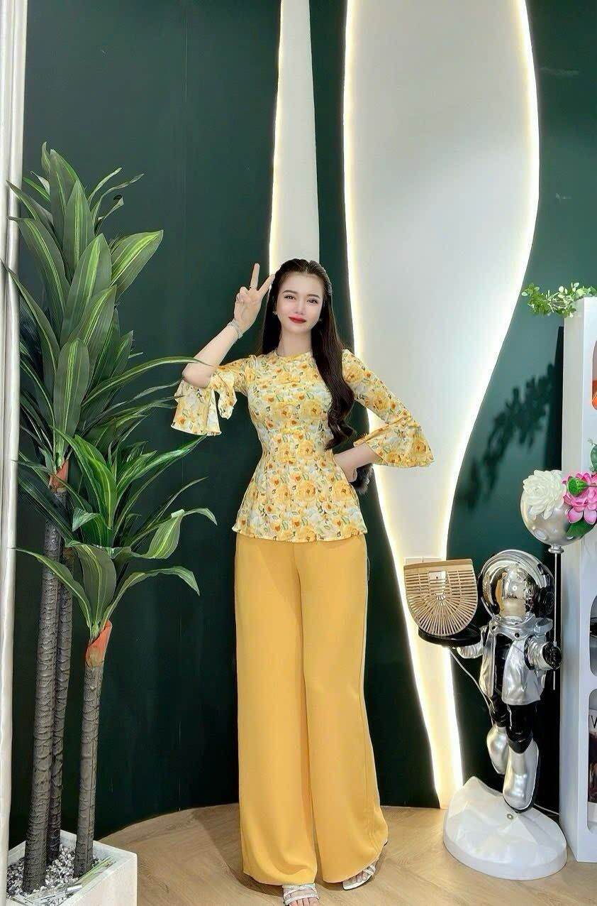 ( Miễn phí ship)Set bà ba tay loa nút tàu mẫu hot lụa mango mềm 56-65kg tùy chiều cao