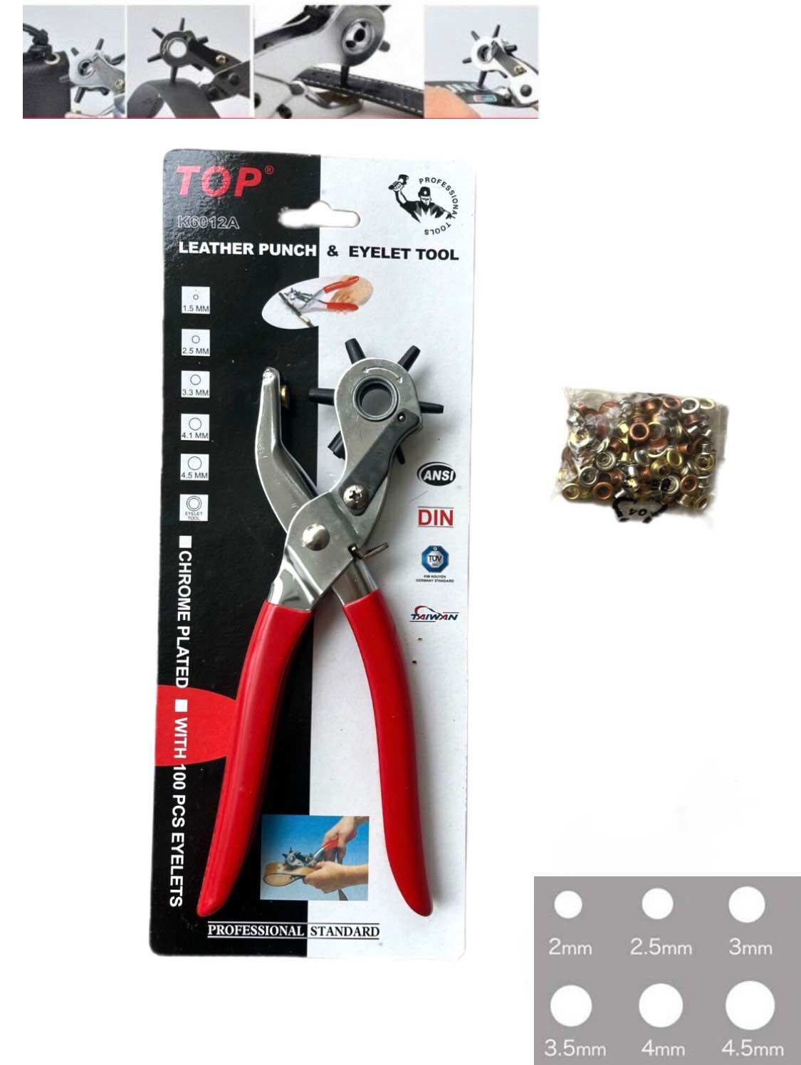 Kìm bấm lỗ dây lưng TOP tặng kèm khoen