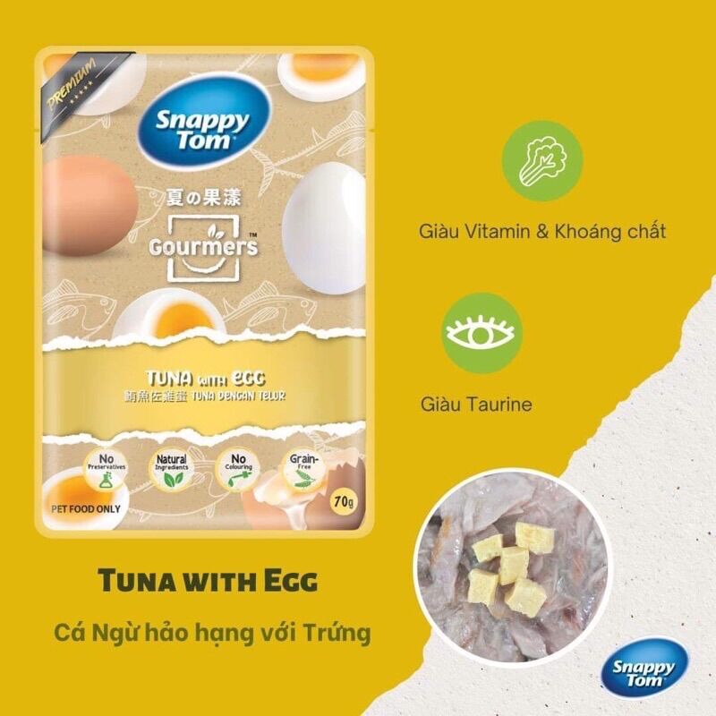 Combo 12 Gói Pate Snappy Tom trái cây, rau củ cho Mèo, gói 70g