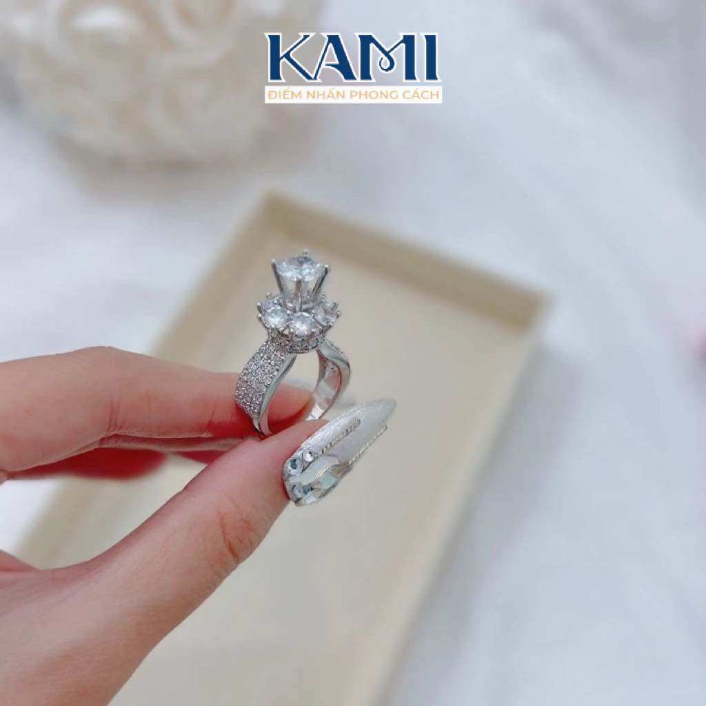 Nhẫn nữ xi bạch kim hột cao siêu sáng
