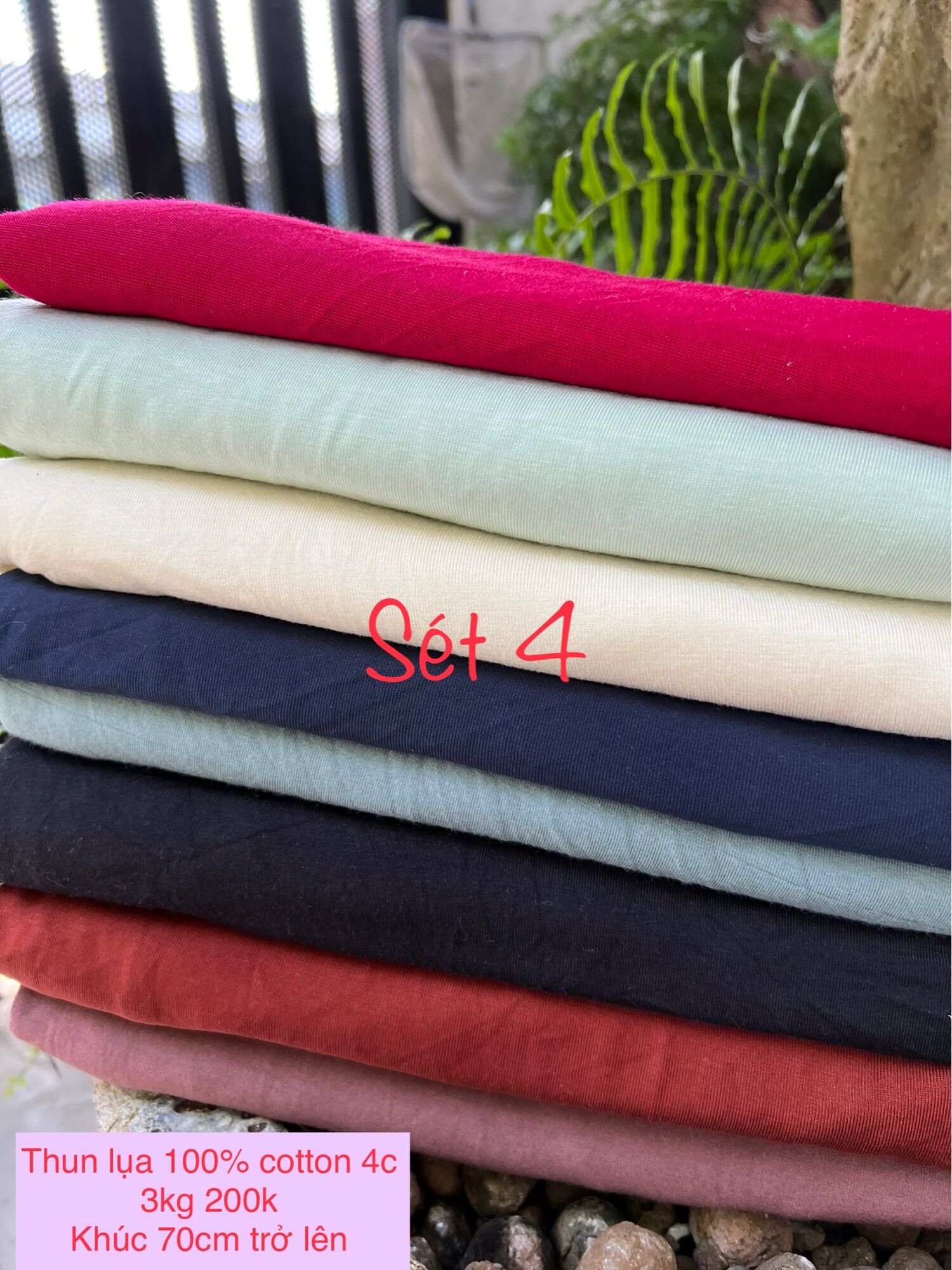 Sét 3kg thun 100% cotton lụa 4 chiều