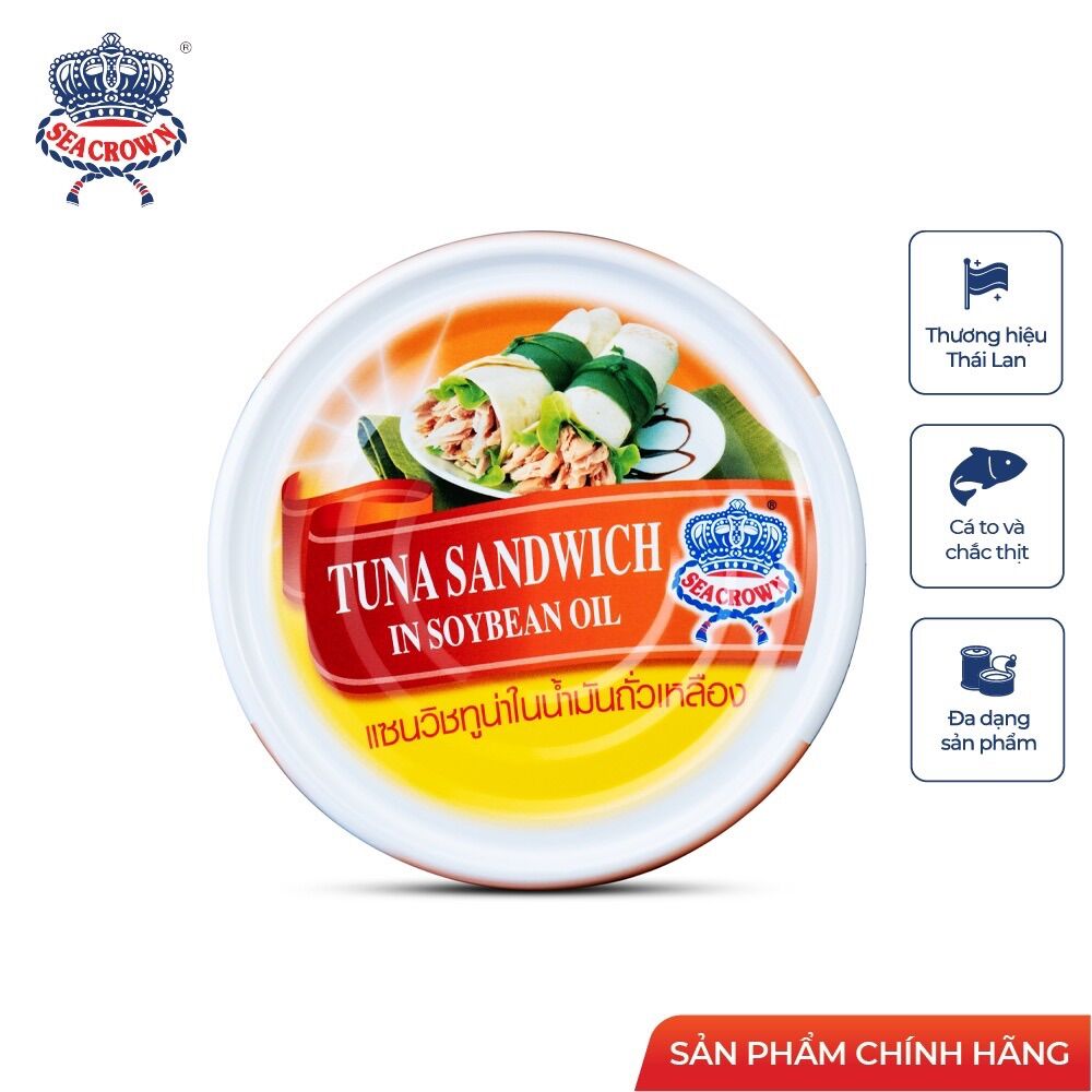Cá hộp Sea Crown cá Ngừ xắt lát ngâm dầu đậu nành