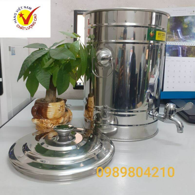 Bình đựng nước inox cao cấp sus 304 size 20 lit (có vòi inox)