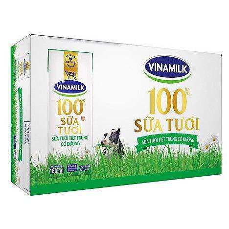 Thùng sữa tươi tiệt trùng Vinamilk hộp 180ml (48 hộp)
