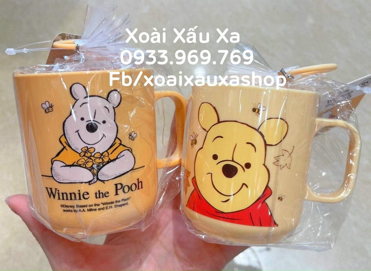Ly nước nhựa nhỏ gấu pooh, rilakkuma, đoraemon 240ml