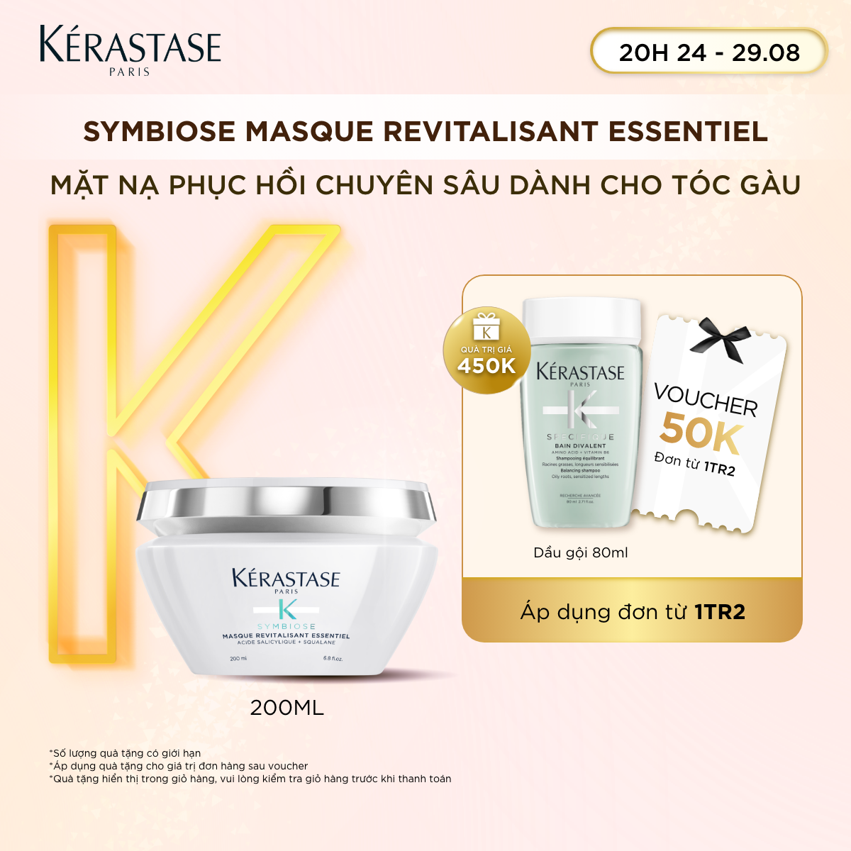 Mặt nạ phục hồi chuyên sâu dành cho tóc gàu Kérastase Symbiose Masque Revitalisant Essentiel 200ml