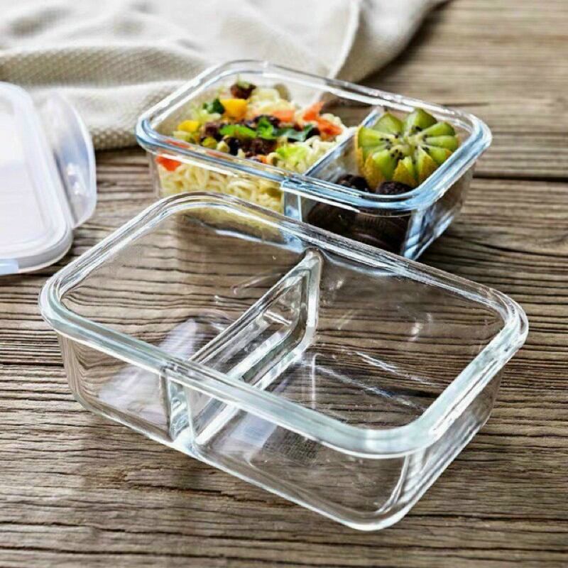 Hộp thủy tinh chịu nhiệt 1 lít chia 2 ngăn