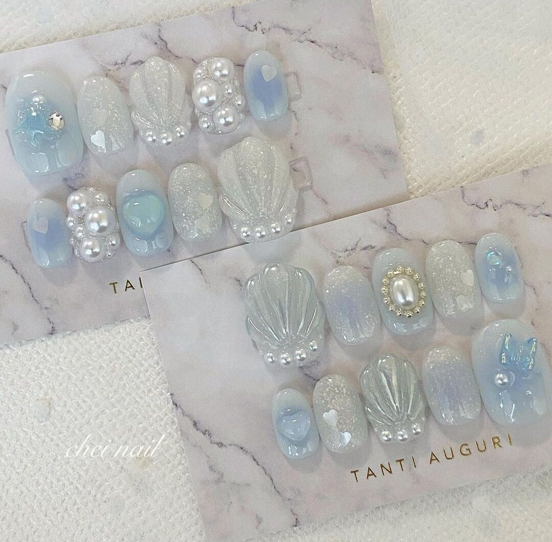 65 Nailbox thiết kế, màu nâu gắn charm hoa xinh
