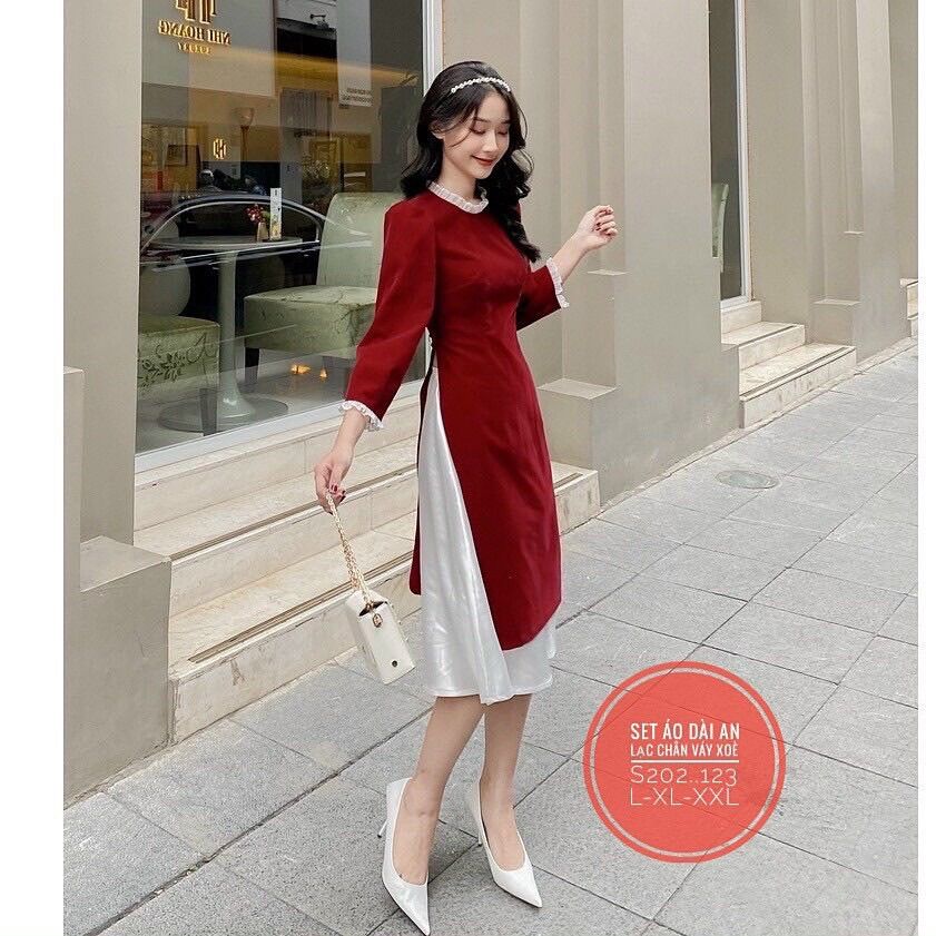 (SHOP BIGSIZE NỮ 50kg đến 90kg) set áo dài cách tân AD01