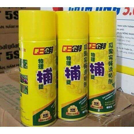 1 chai keo xịt dính ruồi vàng đục trái.