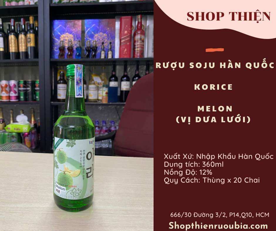 Soju Hàn Quốc KORICE 360ml-Vị Dưa Lưới