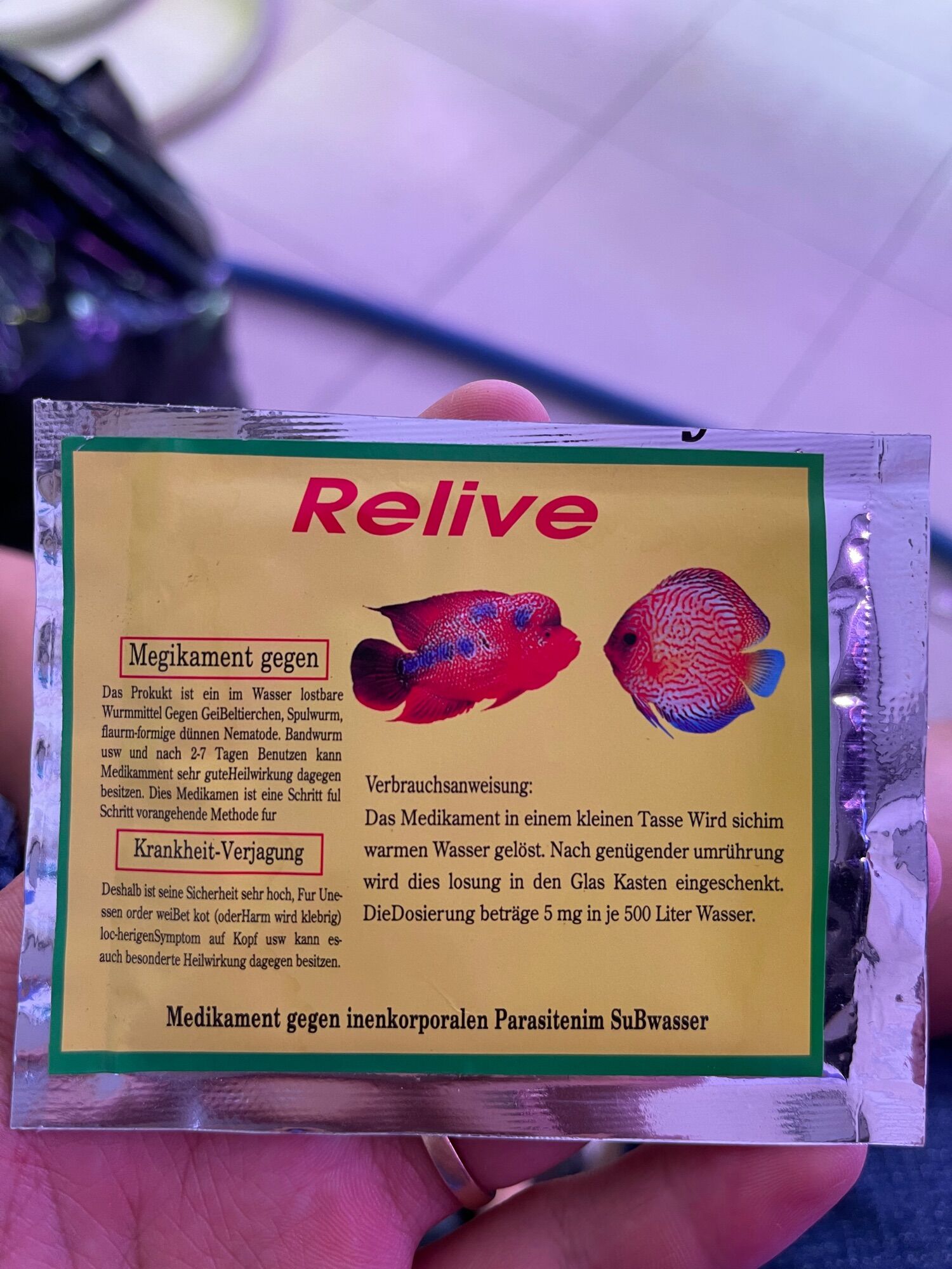Hỗ trợ đường ruột relive - sình bụng - đi phân trắng cho cá cảnh cá la hán cá dĩa...
