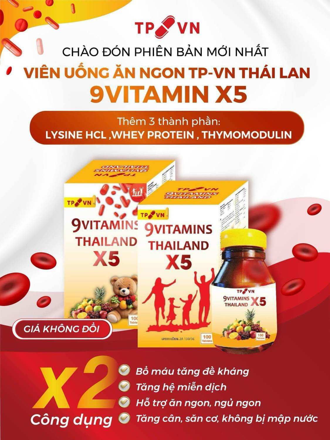 Vitamin tăng cân X5 TP Thái Lan hộp 100 viên